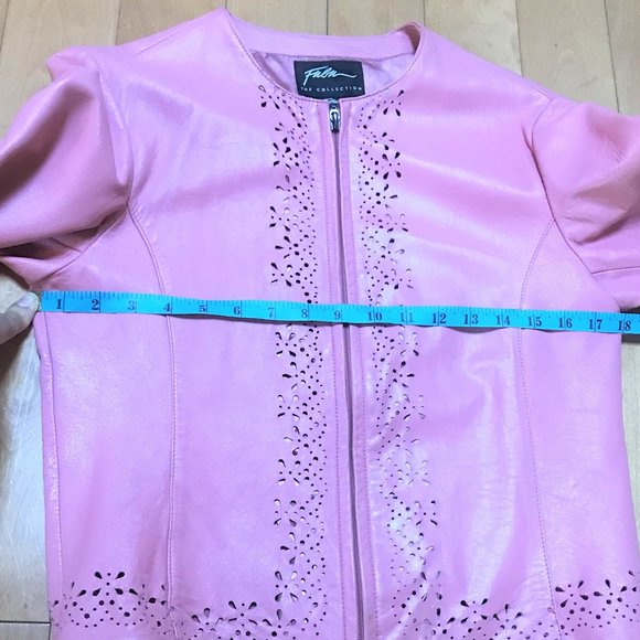 Genuine leather feminine perforated cut-out jacket - Picture 7 of 7